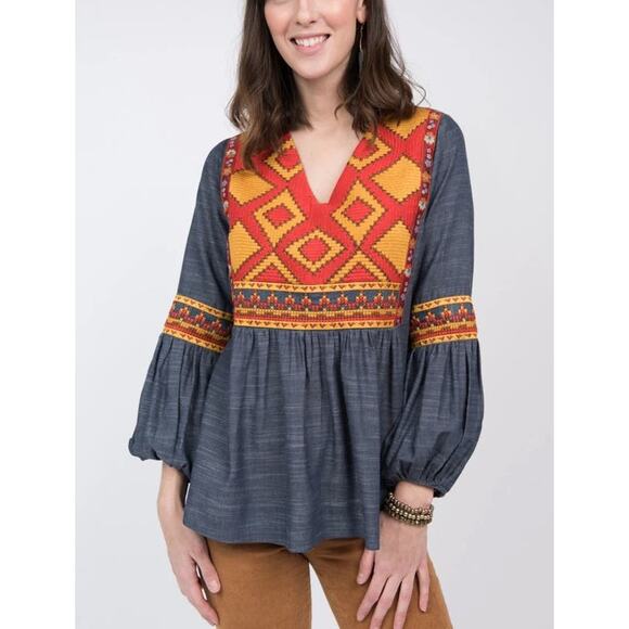 Ivy Jane Cotton Tapestry Bohemian Top XS - Picture 2 of 10